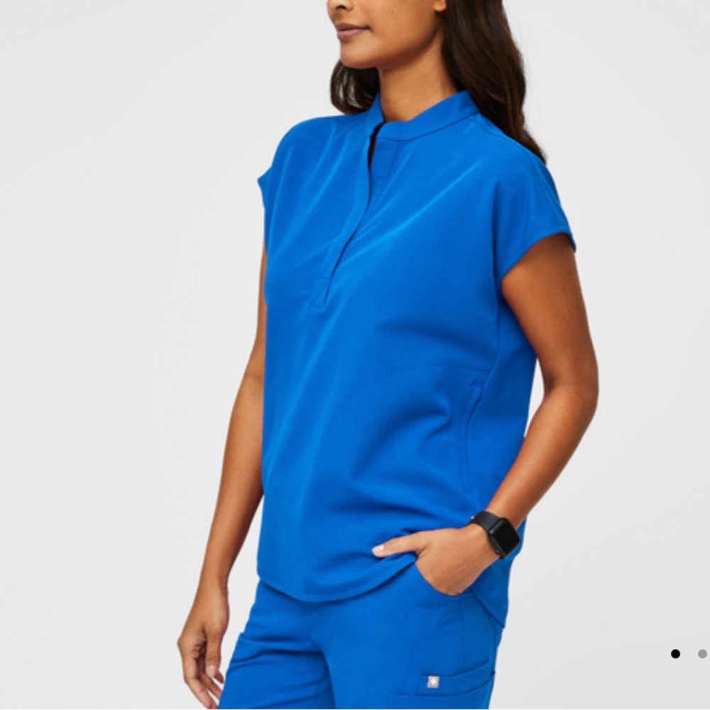 Rafaela Royal Blue oversized Figs Scrub Top.